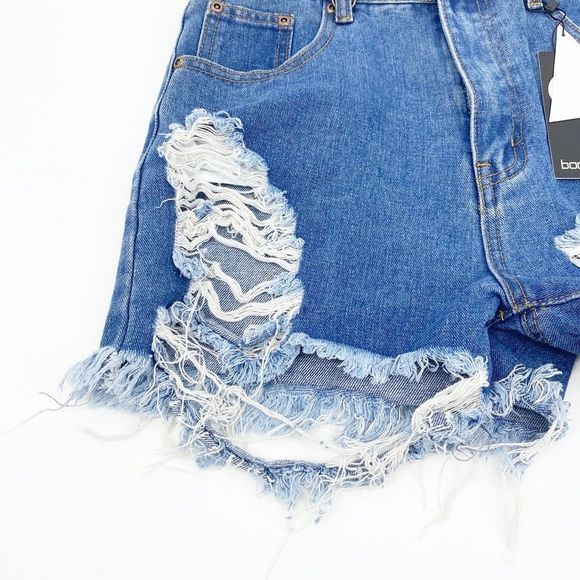 Boohoo Jenna High Rise Denim Mom Shorts 6 - Picture 4 of 7